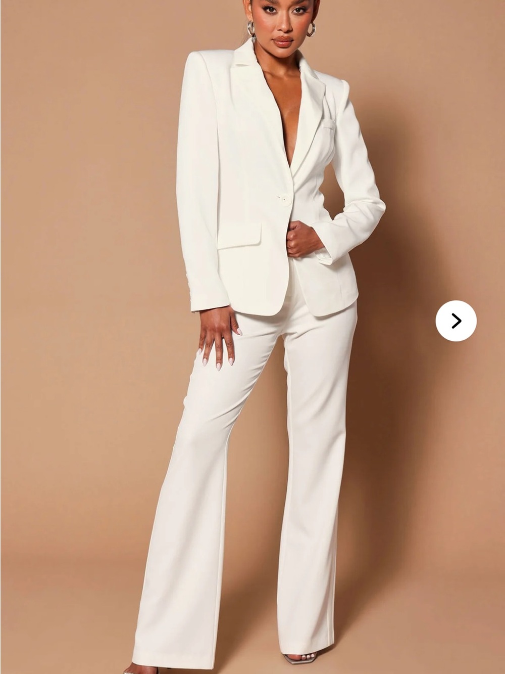 Fashion Nova Nova Luxe Jasmina ivory tuxedo suit set size XS pants blazer jacket